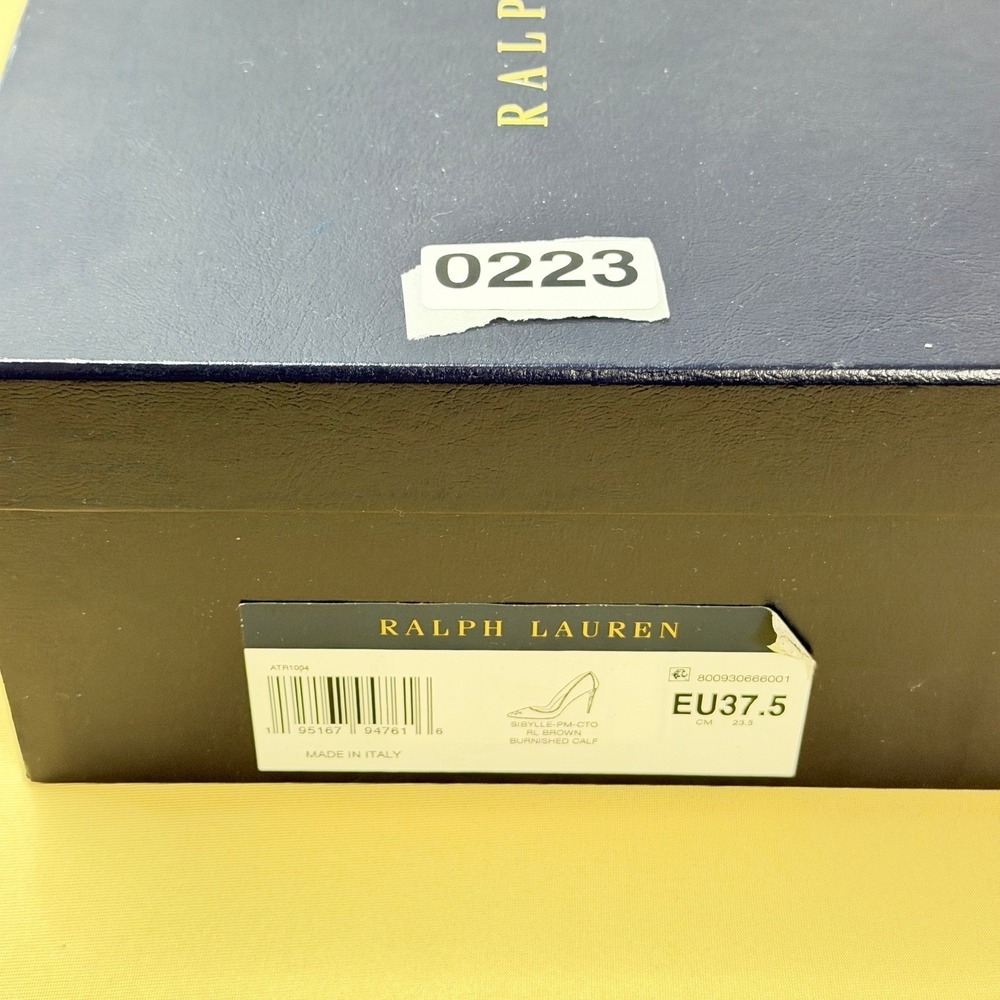 NEW Ralph Lauren Purple Label Sibylle Heels EU37.5 US7.5 Brown Burnished Leather - Picture 12 of 12